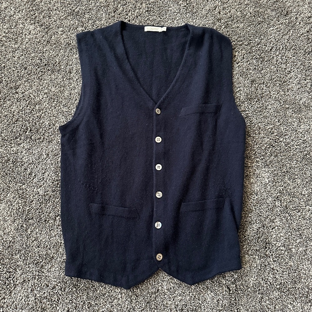 Suitsupply Vest Mens Medium Blue Cashmere Knit Waistcoat Classic Smart